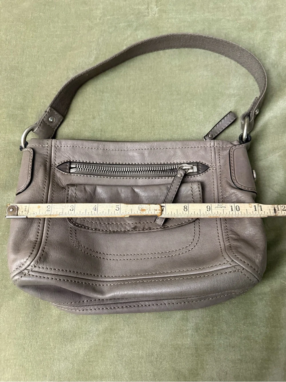 Vintage Fossil Grey Leather Shoulder Bag Purse Carryall #OSP